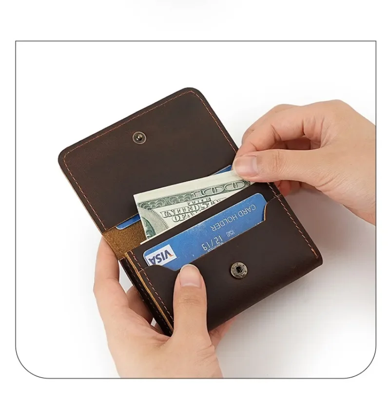 Cowhide Purse Headphone Holder Vintage Leather Wallets Coin Purses Portable Data Cable Headphone Storage Bag Case Card Holder