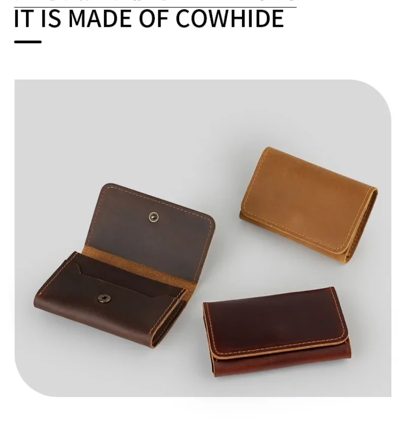 Cowhide Purse Headphone Holder Vintage Leather Wallets Coin Purses Portable Data Cable Headphone Storage Bag Case Card Holder