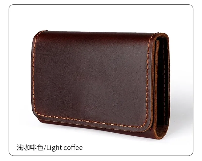 Cowhide Purse Headphone Holder Vintage Leather Wallets Coin Purses Portable Data Cable Headphone Storage Bag Case Card Holder