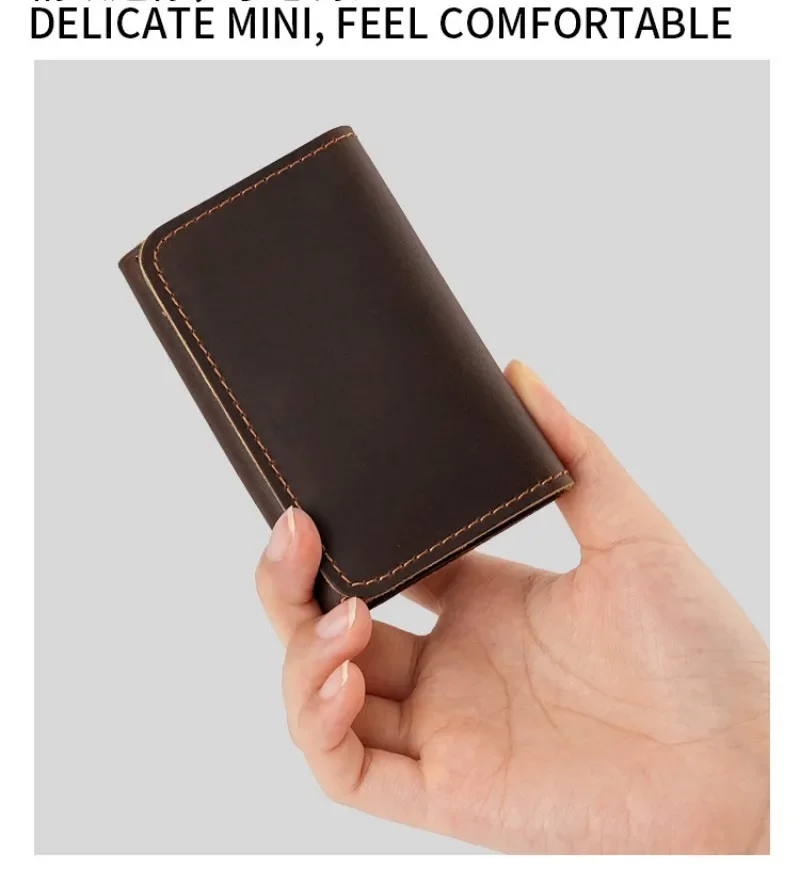 Cowhide Purse Headphone Holder Vintage Leather Wallets Coin Purses Portable Data Cable Headphone Storage Bag Case Card Holder