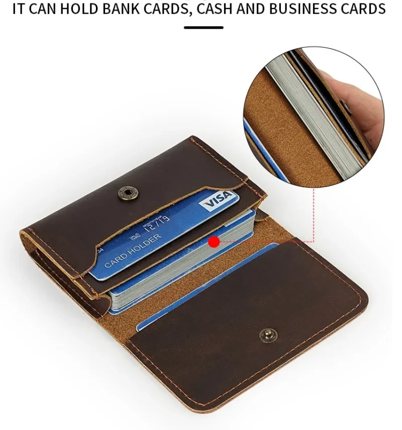 Cowhide Purse Headphone Holder Vintage Leather Wallets Coin Purses Portable Data Cable Headphone Storage Bag Case Card Holder