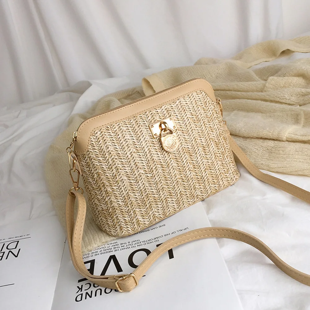Straw Woven Messenger Bag Casual Shell Summer Beach Women Crossbody Handbags Female Shoulder Cross Body Boho Bag
