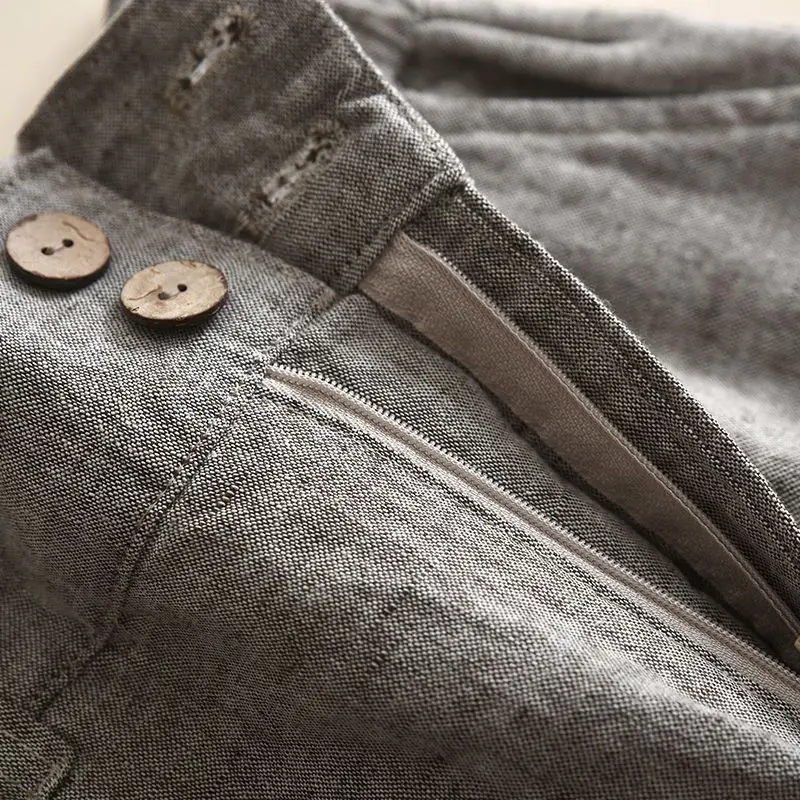 Linen Solid Casual Basic Elastic High Waist Wide Leg Loose Women's Pants Ankle-Length Pants For Women Clothing Fashion 2024