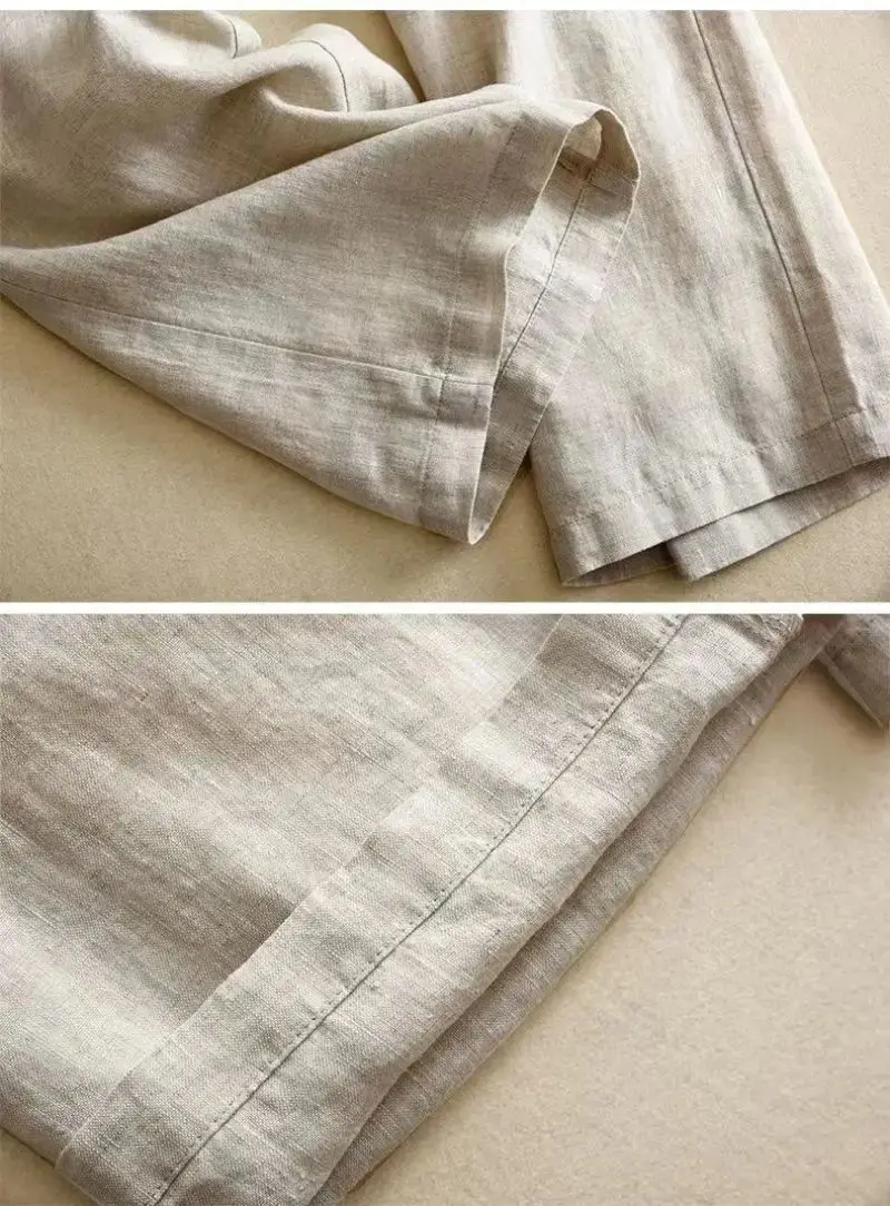 Linen Solid Casual Basic Elastic High Waist Wide Leg Loose Women's Pants Ankle-Length Pants For Women Clothing Fashion 2024