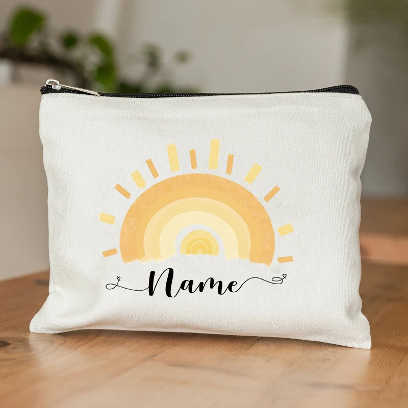 Rainbow Teacher Custom Name Makeup Bag Personalized Graduation Gift for Teachers Pencil Case Back To School Gift Women Purse