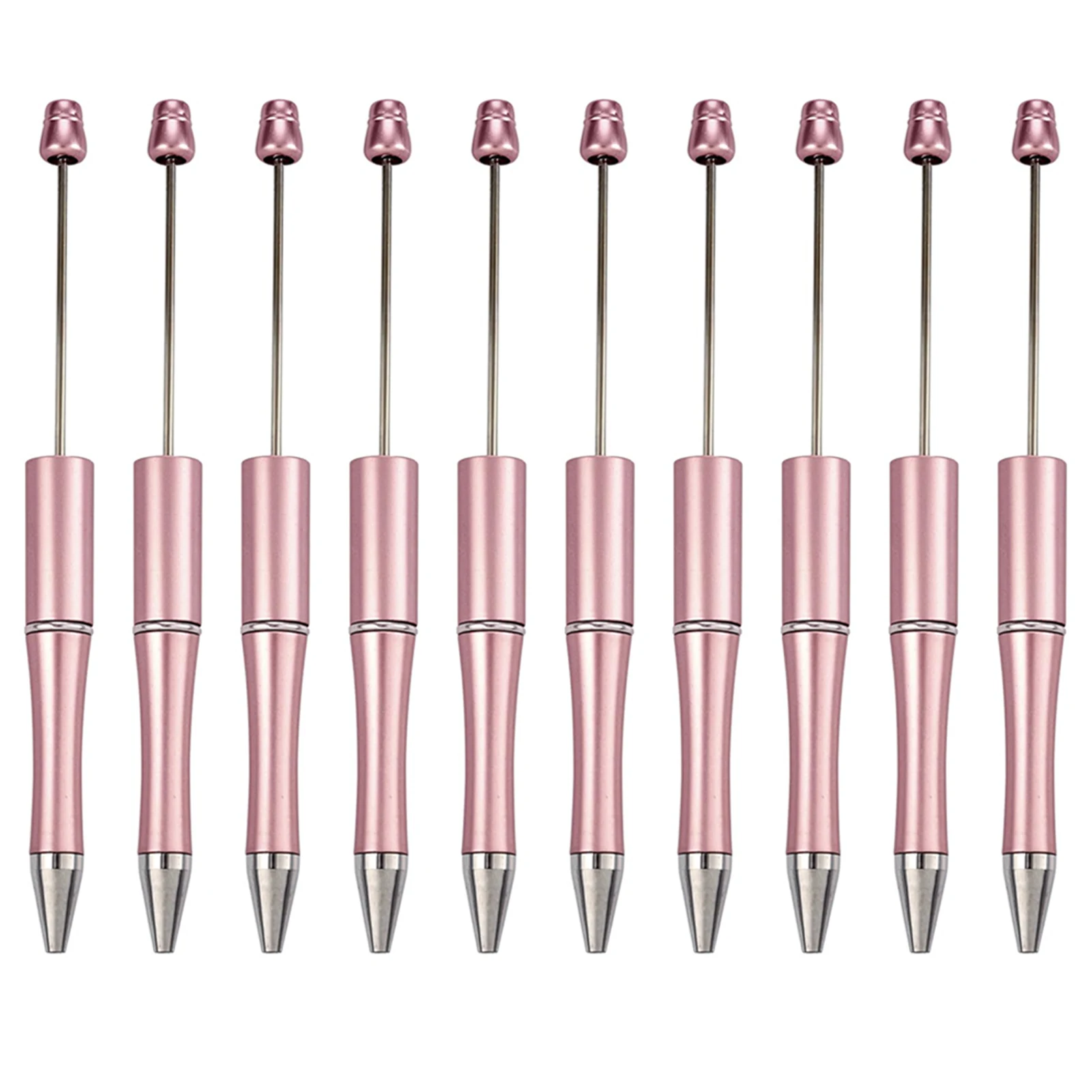 10Pcs Pink Beaded Students Plastic Beadable Writing Supplies Bead Pen Ballpoint Pens