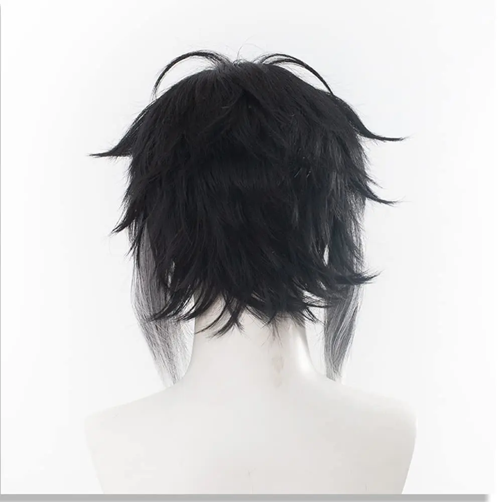 Anime Ryūnosuke Akutagawa Ryunosuke Akutagawa Wig Black and White Short Curly Party Hair Halloween Cosplay Props Accessory