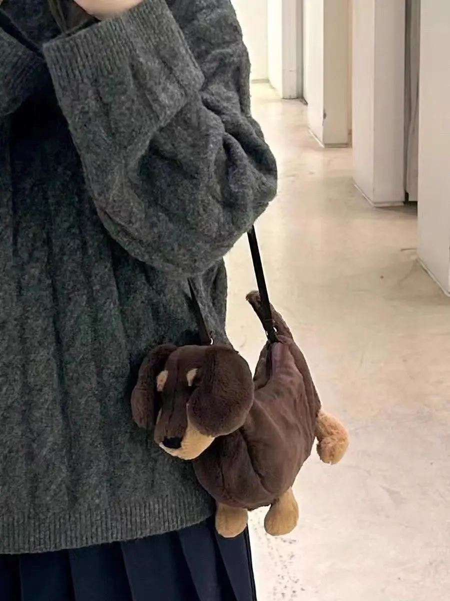 Ladies New Bag Plush Doll Dachshund Bag West Highland Puppy Doll Crossbody Bag Shoulder Funny Bag Doll Bag Bolsos De Mujer Moda