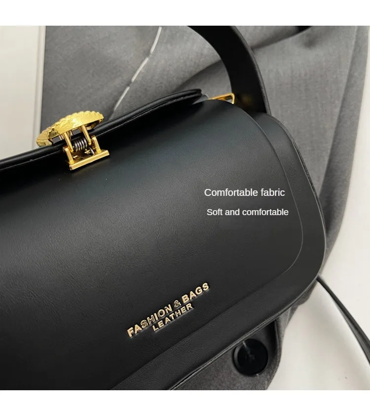 Classic Black Shoulder Bag Women's Versatile Retro Crossbody Square Bags 2024 New Large Capacity Textured Leather Flap Handbags