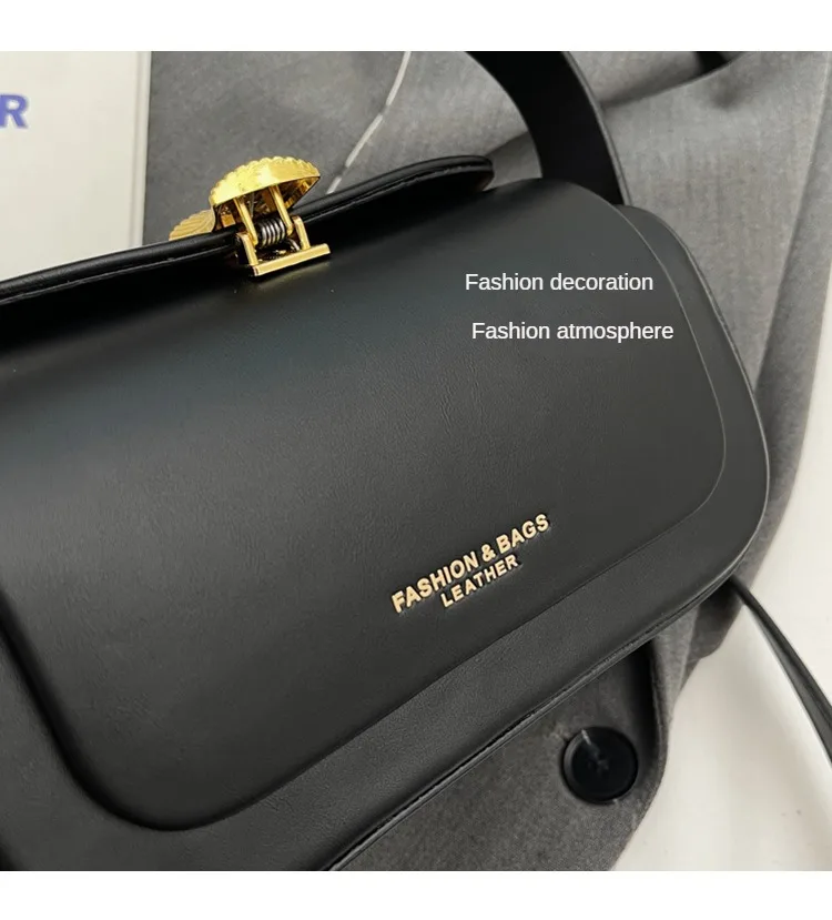 Classic Black Shoulder Bag Women's Versatile Retro Crossbody Square Bags 2024 New Large Capacity Textured Leather Flap Handbags