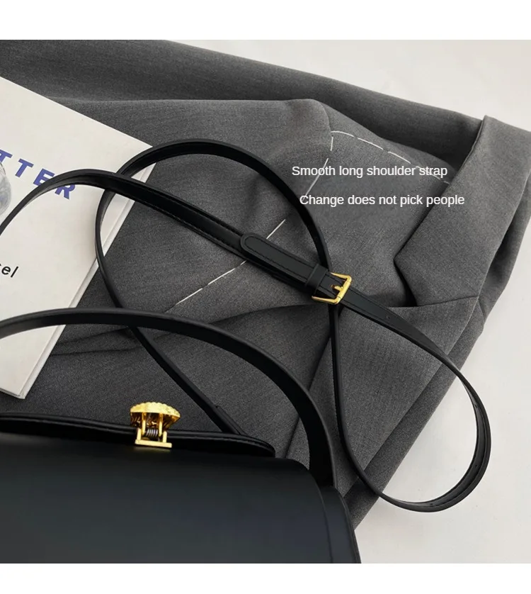 Classic Black Shoulder Bag Women's Versatile Retro Crossbody Square Bags 2024 New Large Capacity Textured Leather Flap Handbags