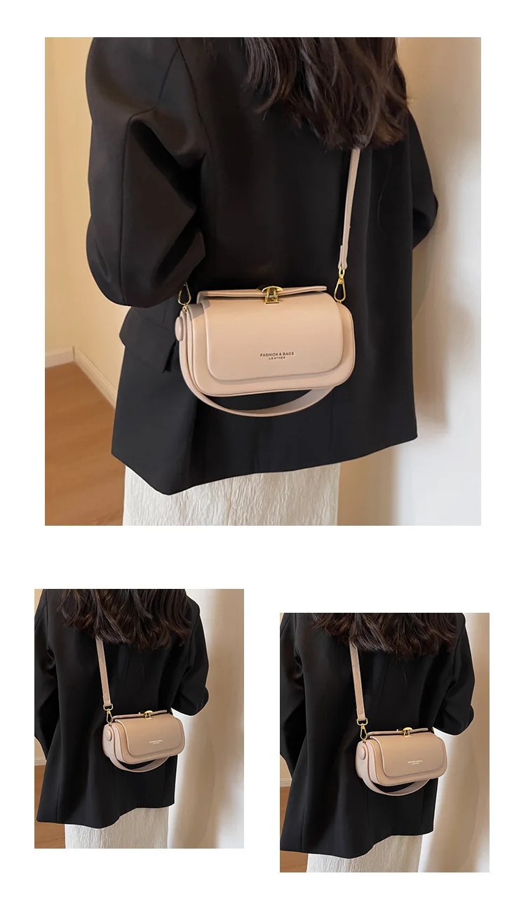 Classic Black Shoulder Bag Women's Versatile Retro Crossbody Square Bags 2024 New Large Capacity Textured Leather Flap Handbags