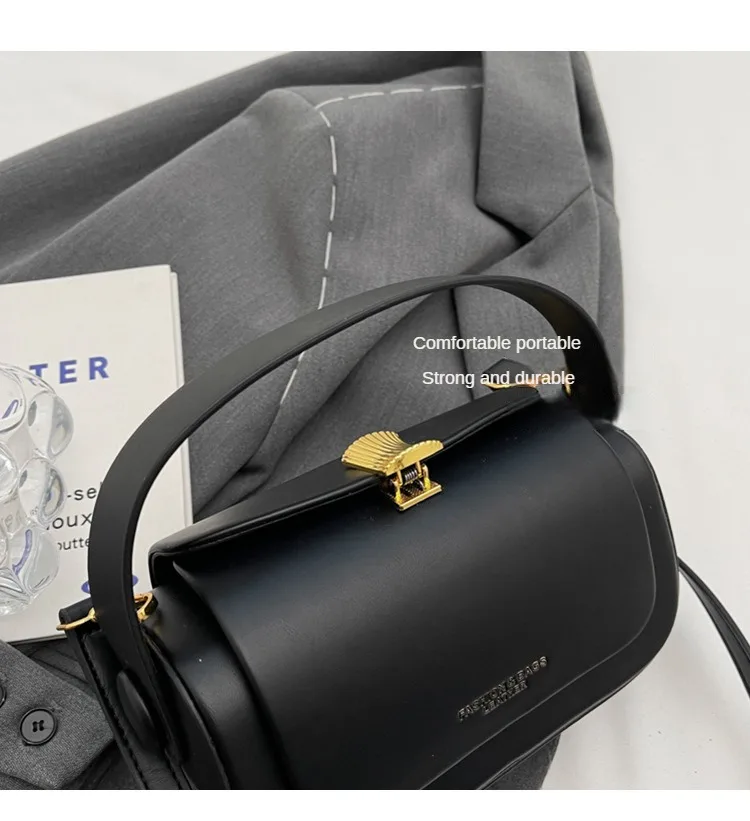 Classic Black Shoulder Bag Women's Versatile Retro Crossbody Square Bags 2024 New Large Capacity Textured Leather Flap Handbags