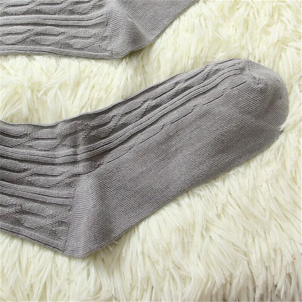 Ladies Women Knitted Thigh-High Over the Knee Socks Solid Color Winter Long Stockings Women Girls Warm Hosiery Socks Gifts
