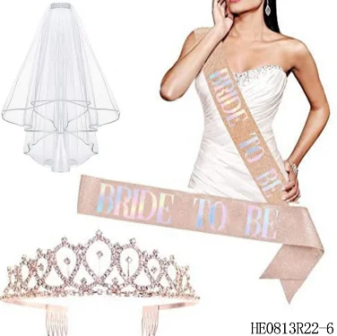 16 Pack Bachelorette Party Supplies Kit Champagne Bride to Be Set with Bridal Sash Veil Headband Tattoo for Bachelorette