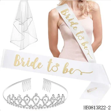 16 Pack Bachelorette Party Supplies Kit Champagne Bride to Be Set with Bridal Sash Veil Headband Tattoo for Bachelorette