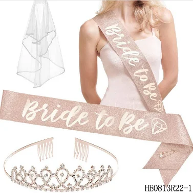 16 Pack Bachelorette Party Supplies Kit Champagne Bride to Be Set with Bridal Sash Veil Headband Tattoo for Bachelorette