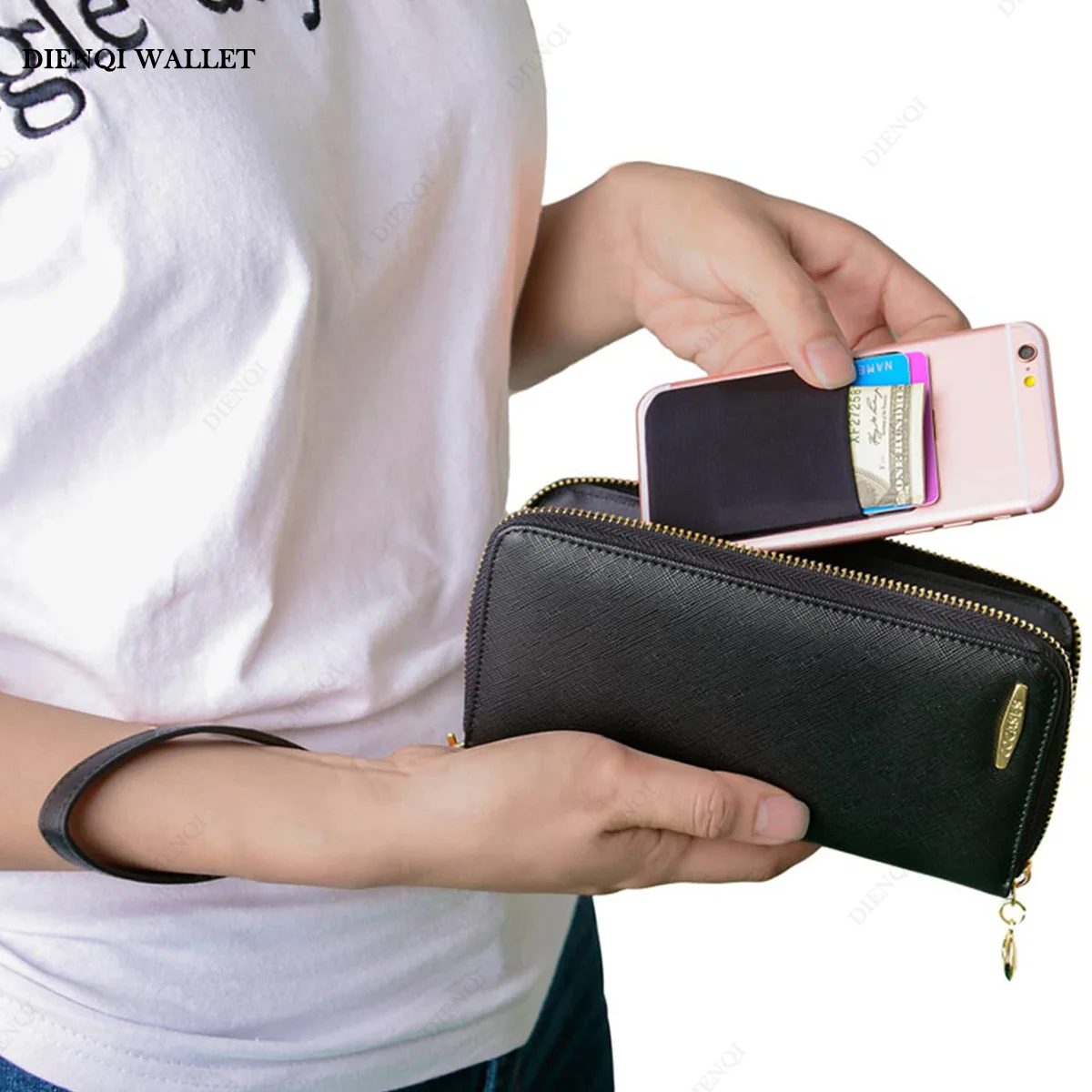Cell Phone Card Holder Slim Adhesive Sticker Fashion Mobile Phone Mini Wallet Case Credit Cardholder Pocket Portable Money Bag