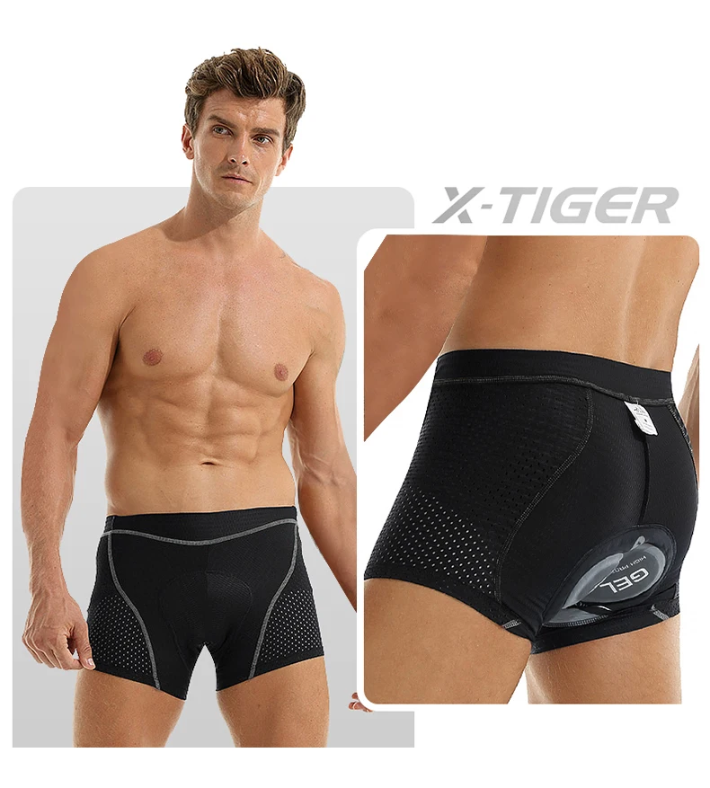 X-TIGER Men's Cycling Underwear with 5D Gel Cushioned MTB Boxer Cycling Shorts Road Cycling Underwear Cycling Equipment