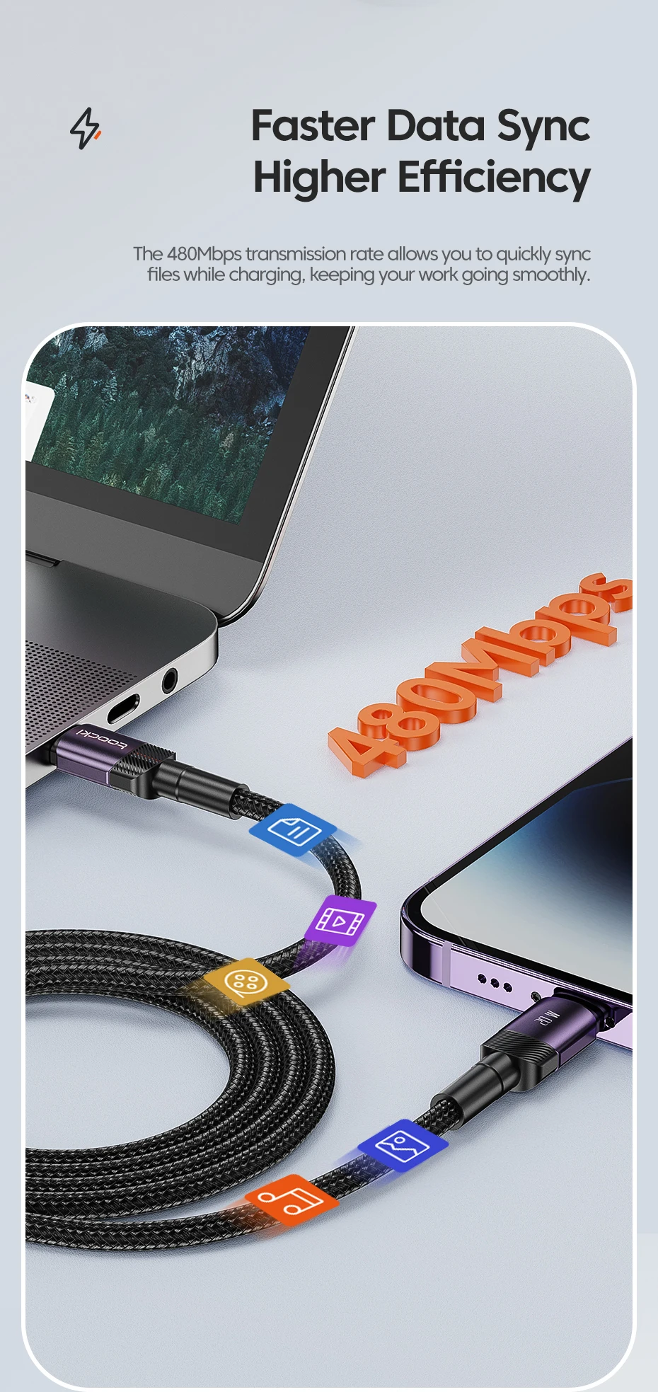 Toocki PD 20W USB C To Lightnin Cable For iPhone 15 14 13 12 11 Pro XS 8 Type C To Lightning Cable Data Wire Fast Charging Cable