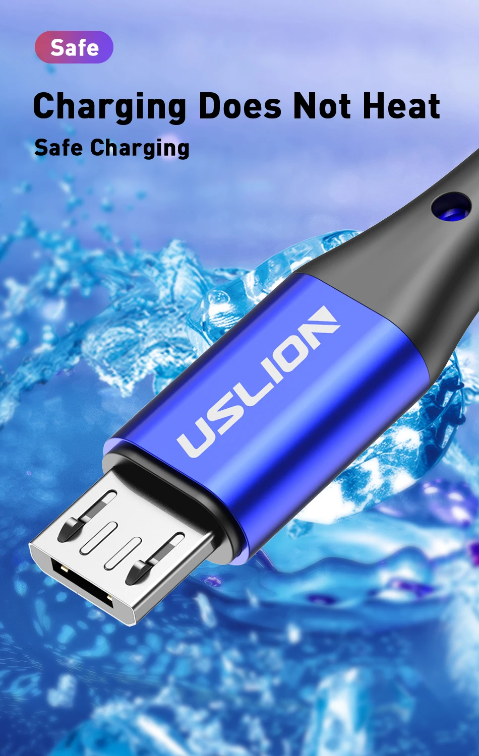 USLION 3A Micro USB Cable Fast Charging for Samsung Xiaomi Huawei Realme OPPO Android Mobile Phone USB Data Wire Cord 0.5/1/2/3M