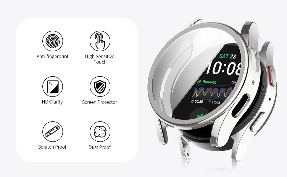 Soft TPU Watch Case for Samsung Galaxy Watch 4 5 6 7 40mm 44mm Protective Cover Shockproof Anti-Scratch Full Protective