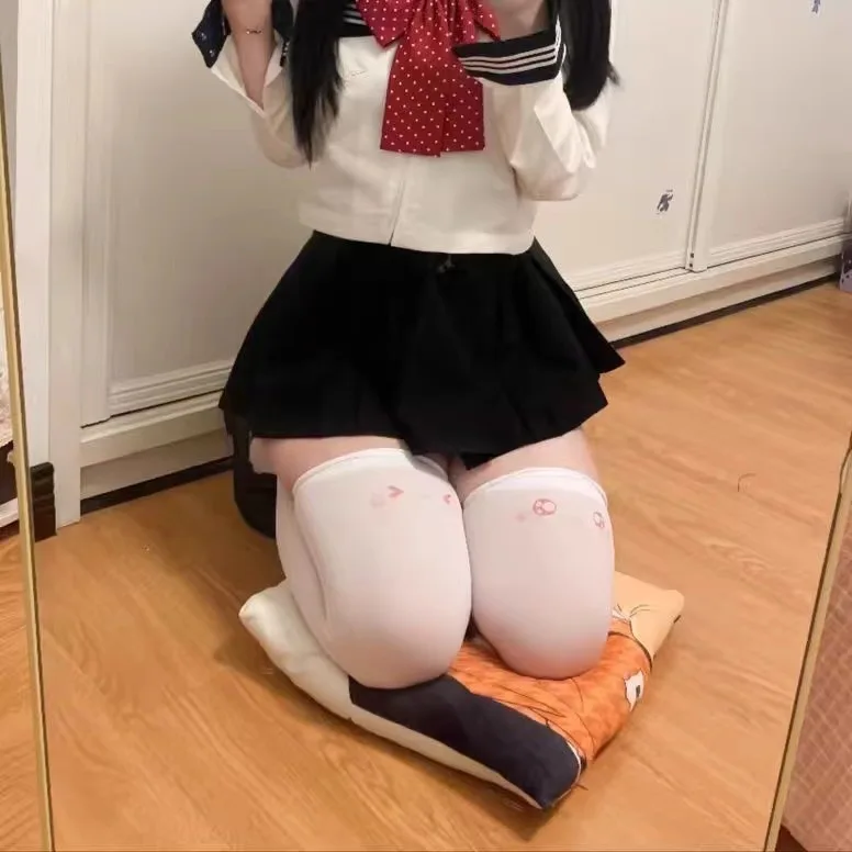 Japanese Kawaii Expression Thigh Socks White Print Long Socks JK Harajuku Over Knee Thigh High Stockings Y2K Cosplay Socks