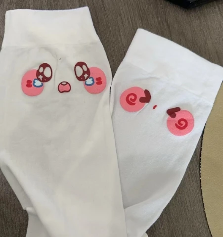 Japanese Kawaii Expression Thigh Socks White Print Long Socks JK Harajuku Over Knee Thigh High Stockings Y2K Cosplay Socks