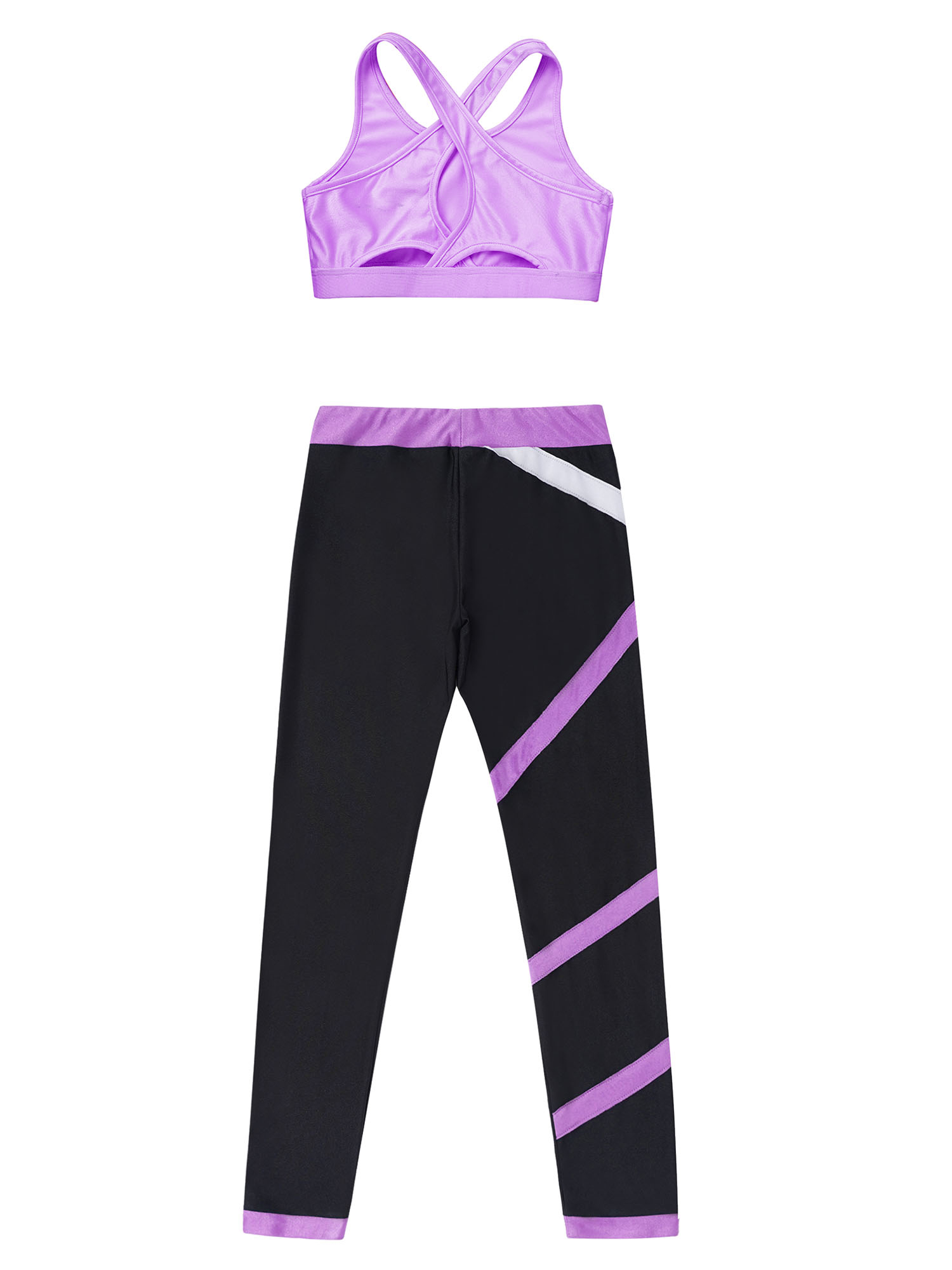 Teen Girls Figure Skating Sports Suit 3Pcs Bra Tops Shorts Leggings Jacket Set for Workout Gymnastics Fitness Yoga Training