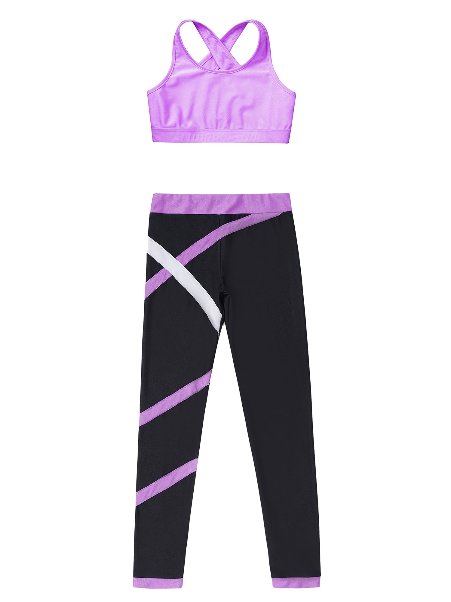 Teen Girls Figure Skating Sports Suit 3Pcs Bra Tops Shorts Leggings Jacket Set for Workout Gymnastics Fitness Yoga Training