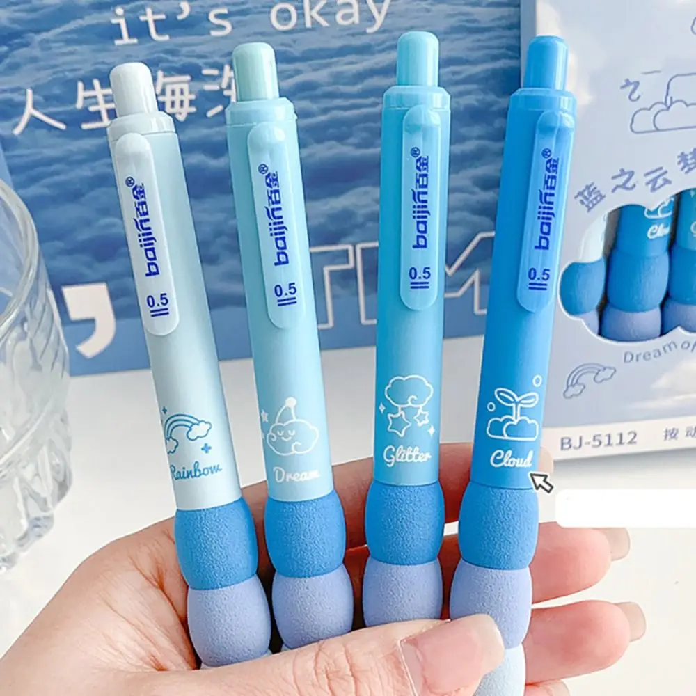 4PCS/Set Soft Touch Grip Gel Pen ST Tip Ballpoint Pen 0.5mm Black Ink Neutral Pen Creative Student Gift Sign Pen Stationery
