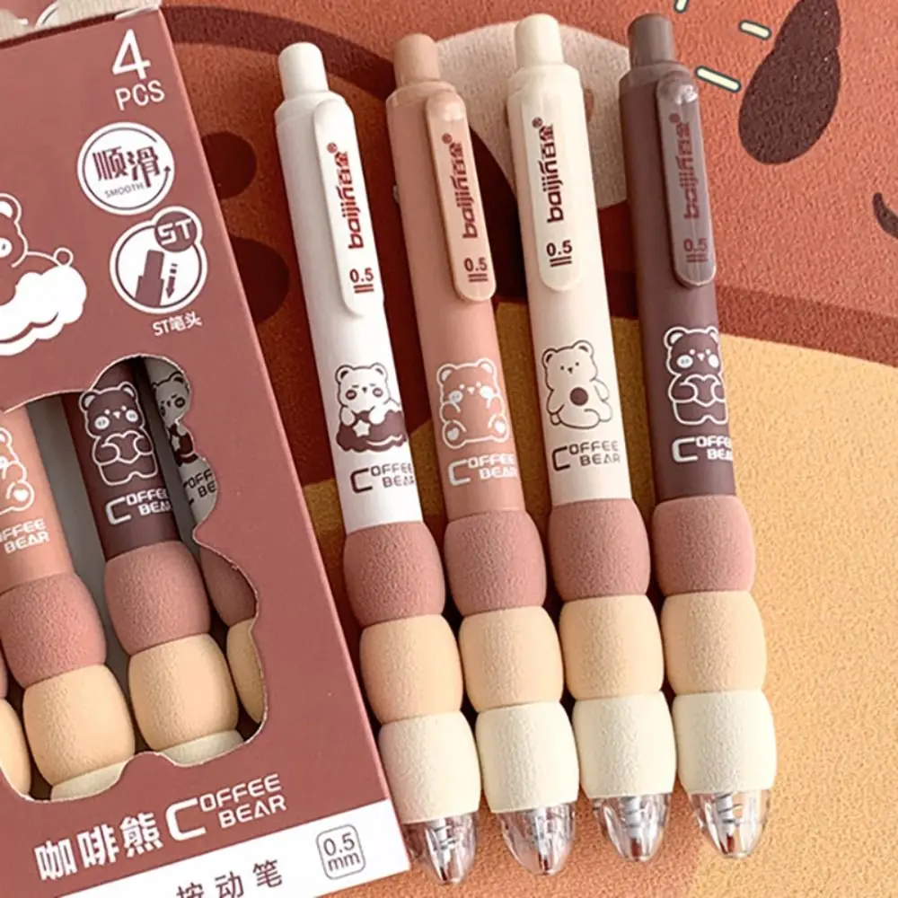 4PCS/Set Soft Touch Grip Gel Pen ST Tip Ballpoint Pen 0.5mm Black Ink Neutral Pen Creative Student Gift Sign Pen Stationery