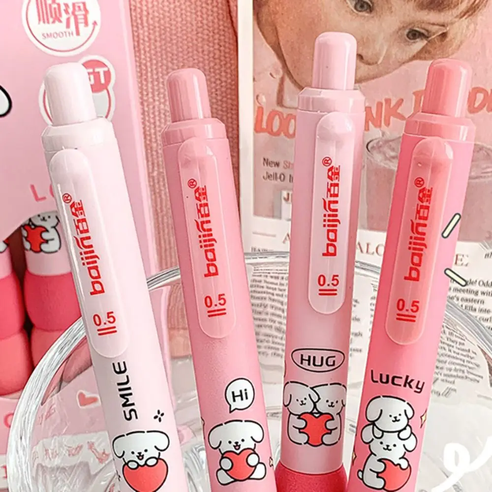 4PCS/Set Soft Touch Grip Gel Pen ST Tip Ballpoint Pen 0.5mm Black Ink Neutral Pen Creative Student Gift Sign Pen Stationery
