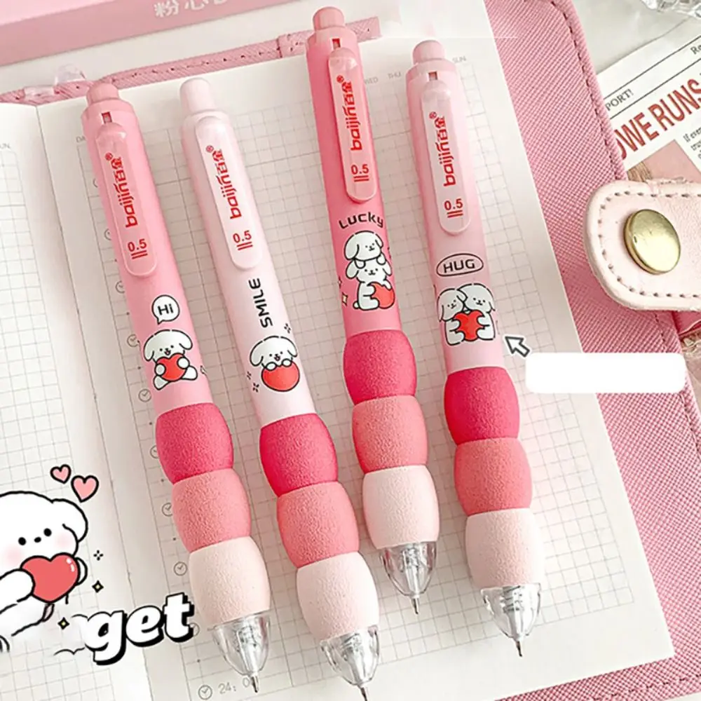 4PCS/Set Soft Touch Grip Gel Pen ST Tip Ballpoint Pen 0.5mm Black Ink Neutral Pen Creative Student Gift Sign Pen Stationery