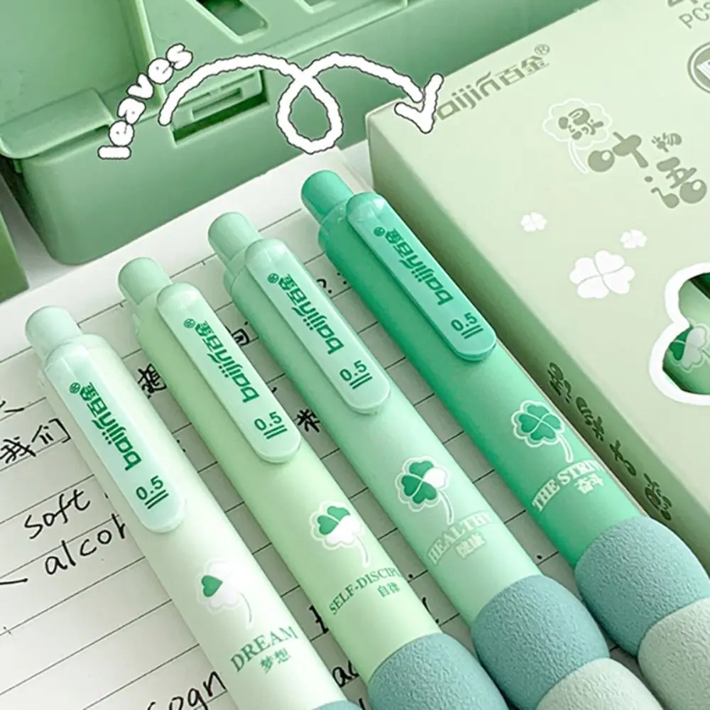 4PCS/Set Soft Touch Grip Gel Pen ST Tip Ballpoint Pen 0.5mm Black Ink Neutral Pen Creative Student Gift Sign Pen Stationery