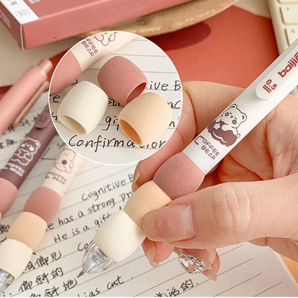 4PCS/Set Soft Touch Grip Gel Pen ST Tip Ballpoint Pen 0.5mm Black Ink Neutral Pen Creative Student Gift Sign Pen Stationery