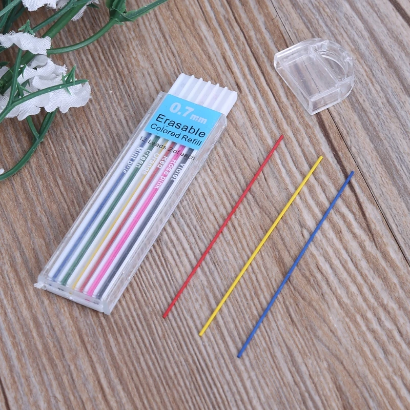 1 Box 0.7mm Colored Mechanical Pencil Refill Lead Erasable Student Stationary