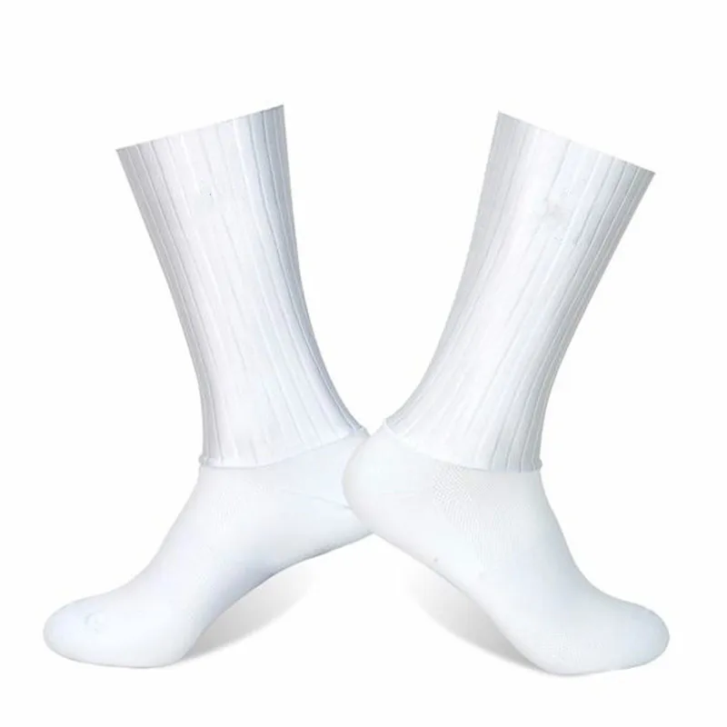 Aero Cycling Summer Anti Socks Whiteline Slip Silicone Socks Men Bicycle Sport Running Bike Socks Calcetines Ciclismo