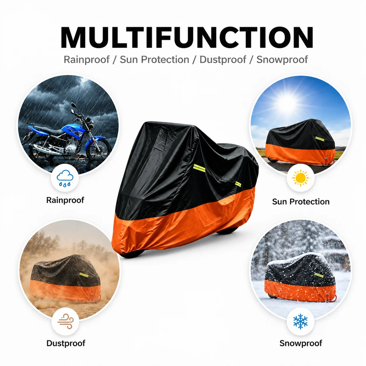 Motorcycle Cover Waterproof All Season Dustproof UV Protection 190T Motorbike Cover Multiple Colors