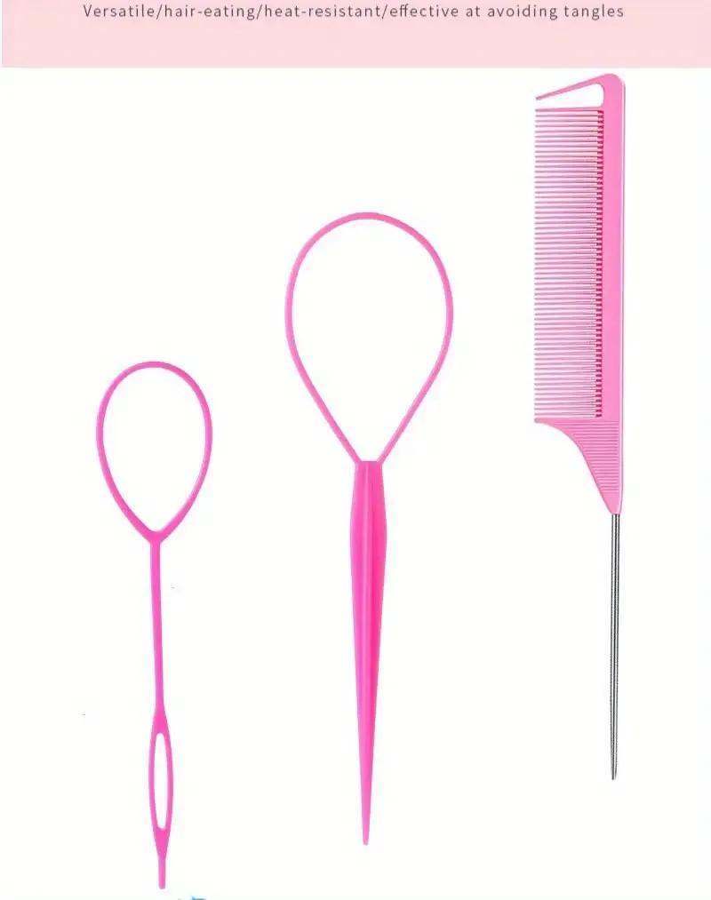 4/5pcs/Set Hair Loop Tool Set 2pcs French Braid Tool Loop 1pc Rat Tail Comb 1pc Elastic Hair Rubber Bands Remover Cutter