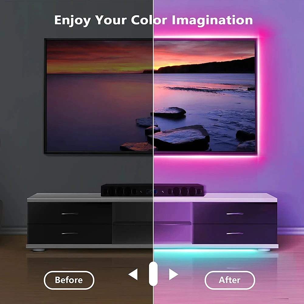 Bluetooth LED Strip Lights Smart SMD 5050 APP Remote Control Flexible Ribbon Diode Lamp Tape TV Backlights Game Room Home Decor