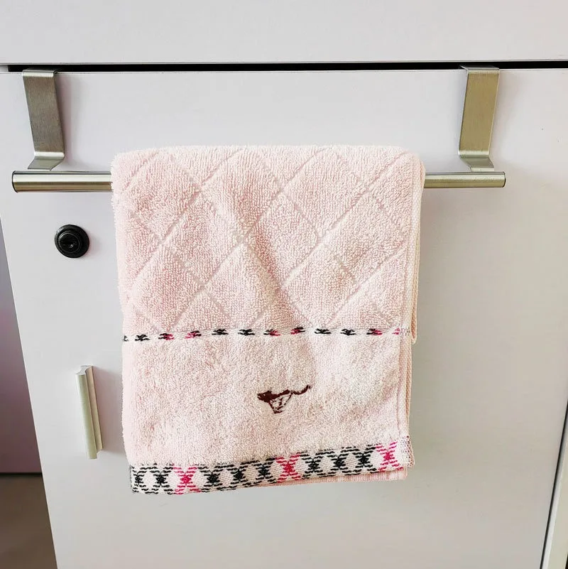 Towel Rack Over Door Stainless Steel Towel Bar Storage Organizer Bathroom Kitchen Cabinet Door Hanging Towel Rack