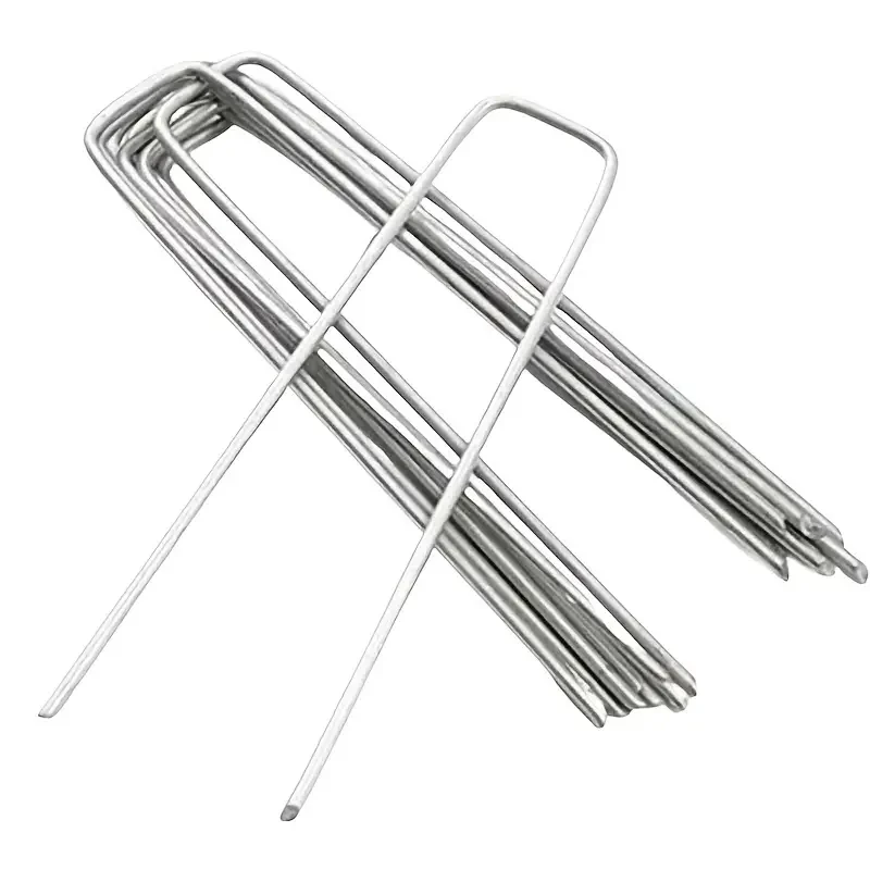 50-100pcs Galvanized Landscape Staples, Outdoor Decorative Stakes, Anti Weed Barrier Fabric Anti Rust Staples, U-Shaped Tent