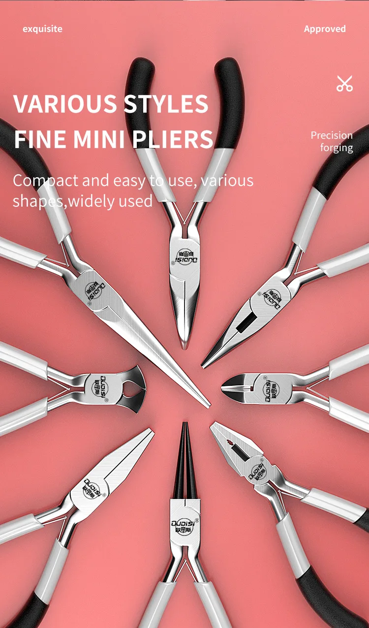 Mini Pliers Diagonal Pliers Round Bent Needle Nose Cutter Handcraft Beading Insulated Plier for DIY Small Jewelry Pliers Tools