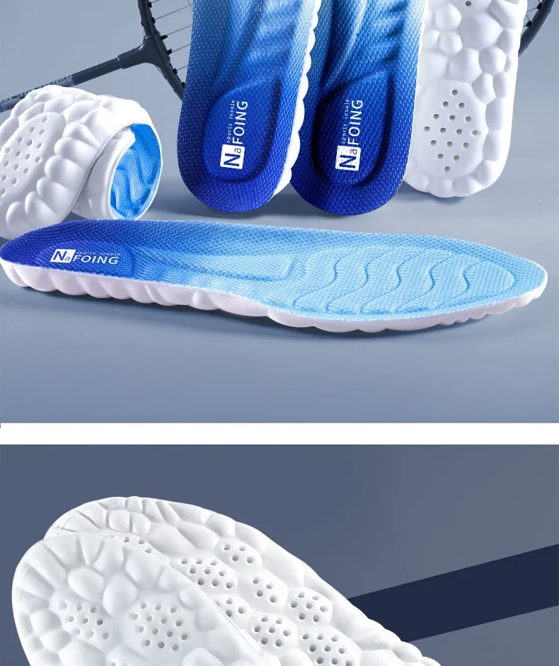 4D Cloud Technology Sports Insoles for Shoes PU Sole Soft Breathable Shock Absorption Cushion Running Orthopedic Care Insoles