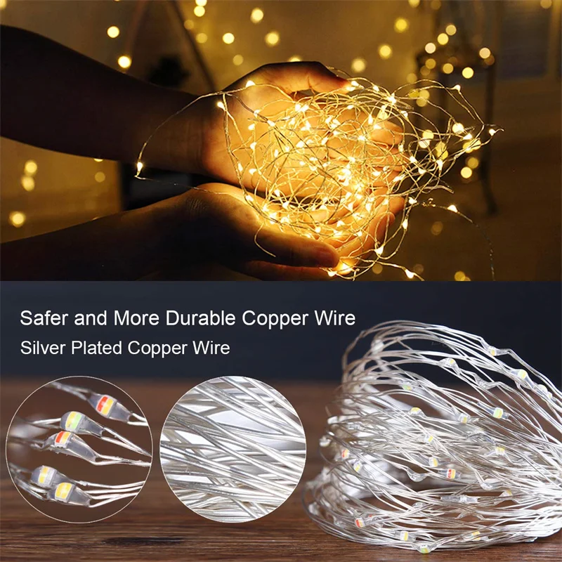 USB Led Fairy Lights Copper Wire String 1/2/3/5/10/20M 200LED Holiday Lamp Garland For Christmas Tree Wedding Party Decoration
