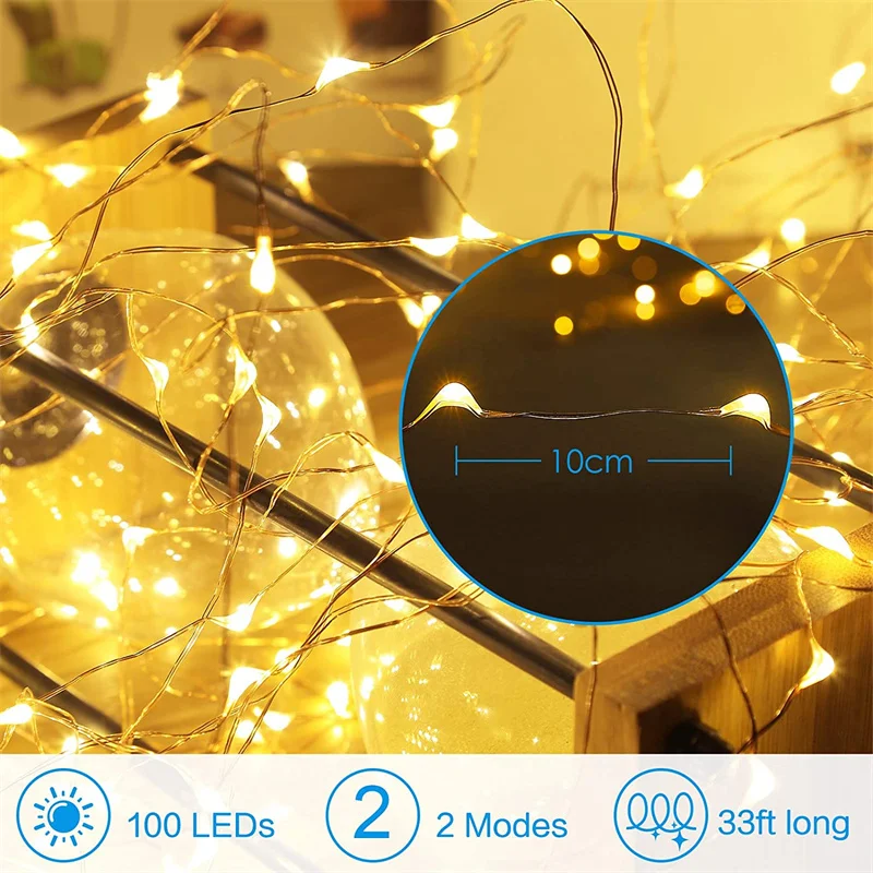 USB Led Fairy Lights Copper Wire String 1/2/3/5/10/20M 200LED Holiday Lamp Garland For Christmas Tree Wedding Party Decoration