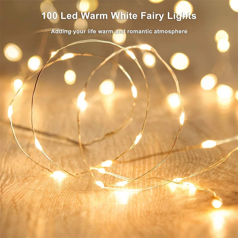 USB Led Fairy Lights Copper Wire String 1/2/3/5/10/20M 200LED Holiday Lamp Garland For Christmas Tree Wedding Party Decoration