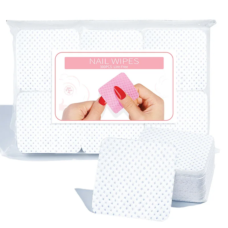 300pcs/Pack Lint-free Nail Polish Remover Napkin Colorful Cotton Wipes Paper Pads UV Gel Dust Cleaner Cleaning For Manicure Tool