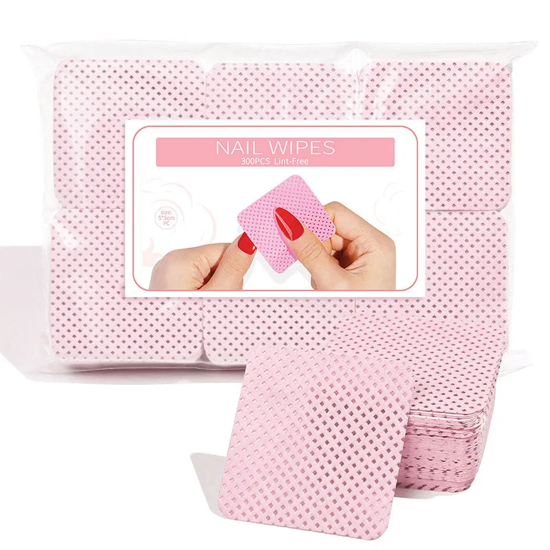 300pcs/Pack Lint-free Nail Polish Remover Napkin Colorful Cotton Wipes Paper Pads UV Gel Dust Cleaner Cleaning For Manicure Tool